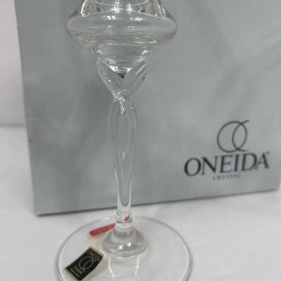 Oneida Crystal Open Twist Toujours 7" CandleStick Holders With Box 016 235 NOS - Picture 2 of 14
